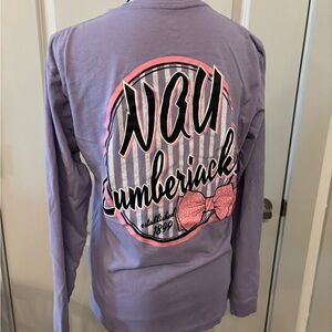 NAU college purple long sleeve graphic back tee size M